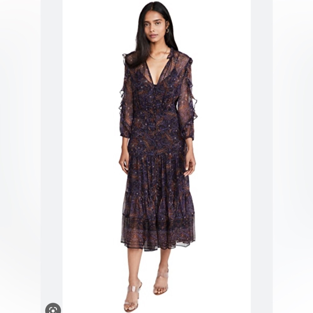 Veronica beard Sabina dress black multi size 12 nwt